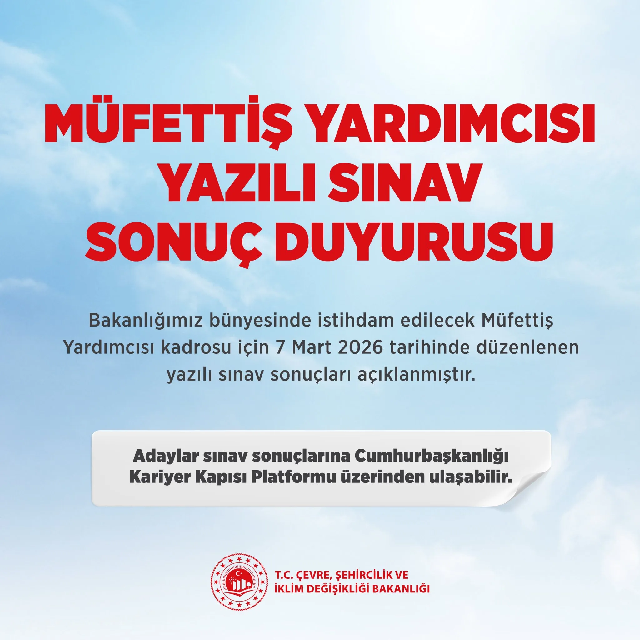 Müfettiş Yardımcısı Sınav Sonuçları Açıklandı