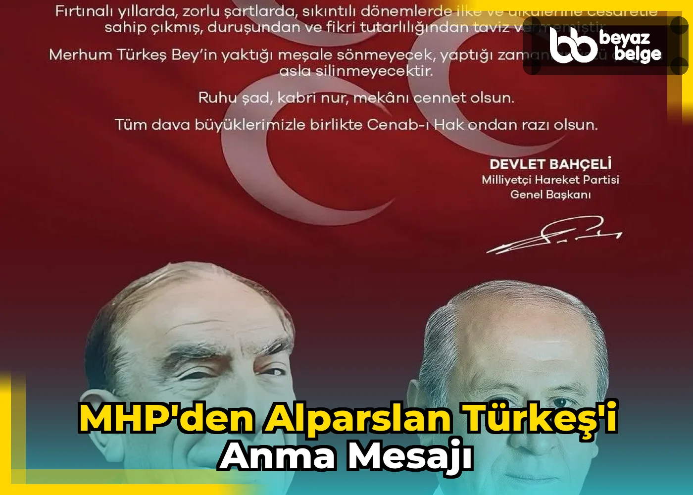 MHP'den Alparslan Türkeş'i Anma Mesajı