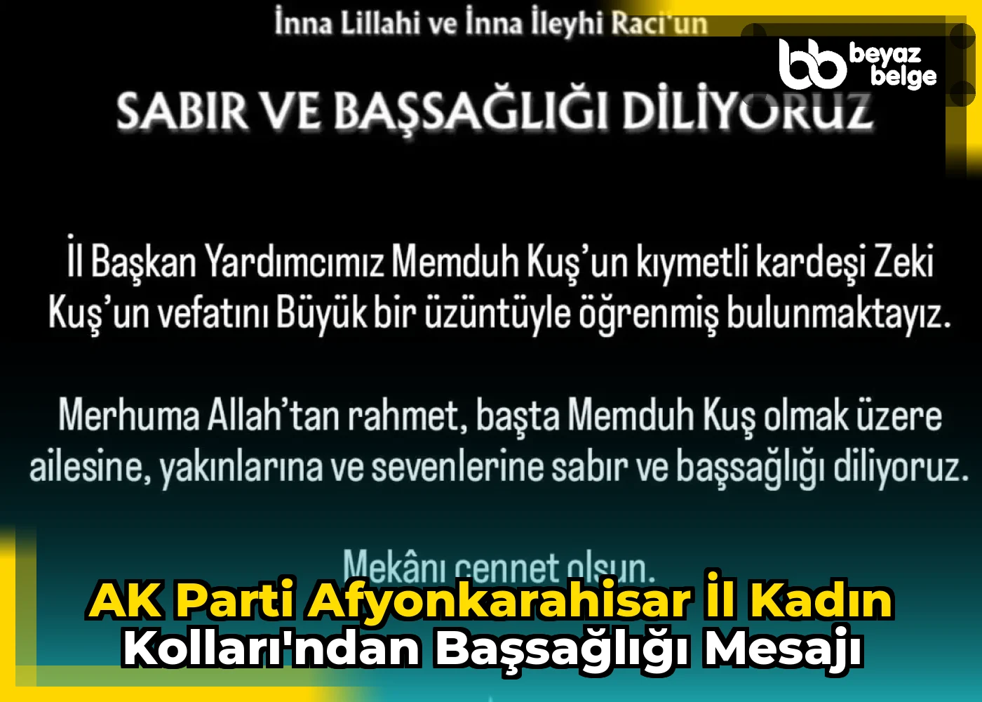 AK Parti Afyonkarahisar İl Kadın Kolları'ndan Başsağlığı Mesajı