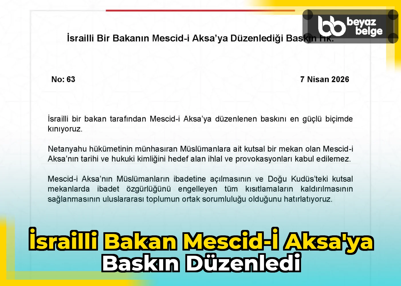İsrailli Bakan Mescid-i Aksa'ya Baskın Düzenledi
