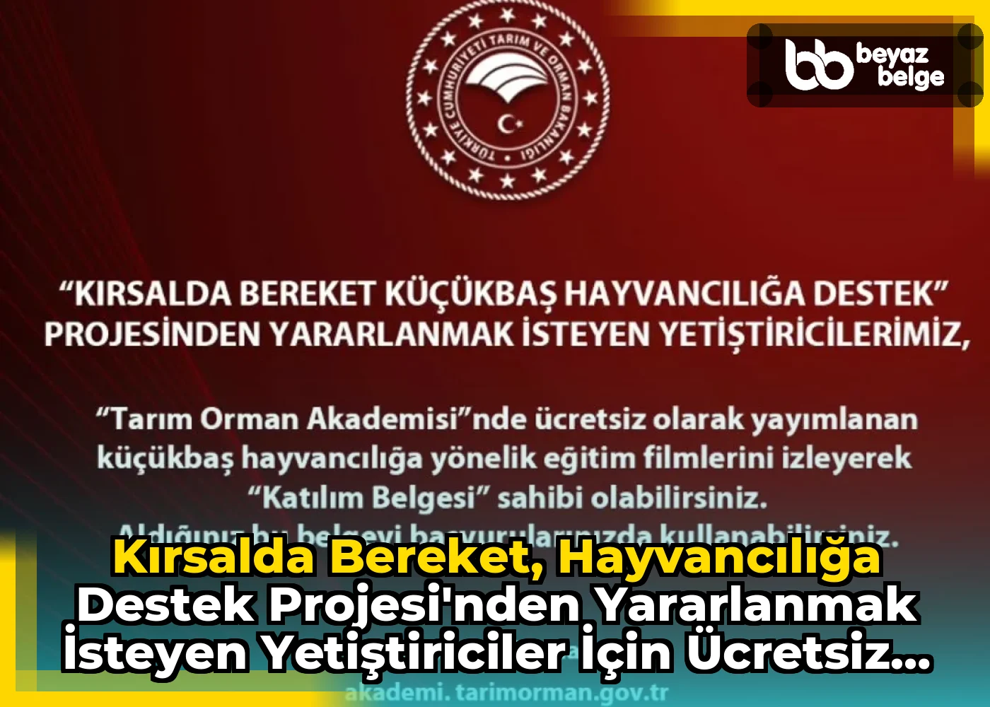 Kırsalda Bereket, Hayvancılığa Destek Projesi'nden Yararlanmak İsteyen Yetiştiriciler İçin Ücretsiz Eğitimler