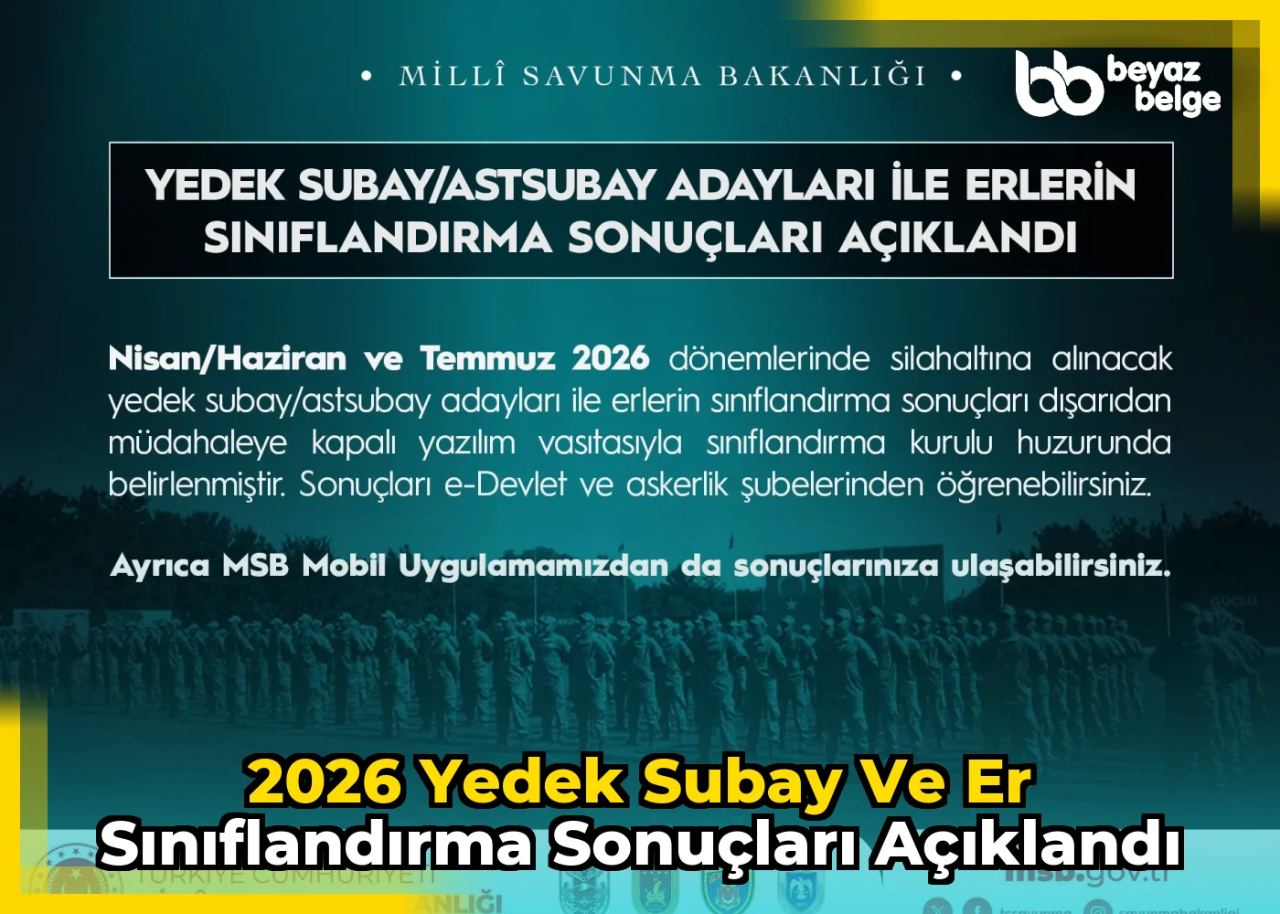 2026 yedek subay ve er sınıflandırma sonuçları açıklandı