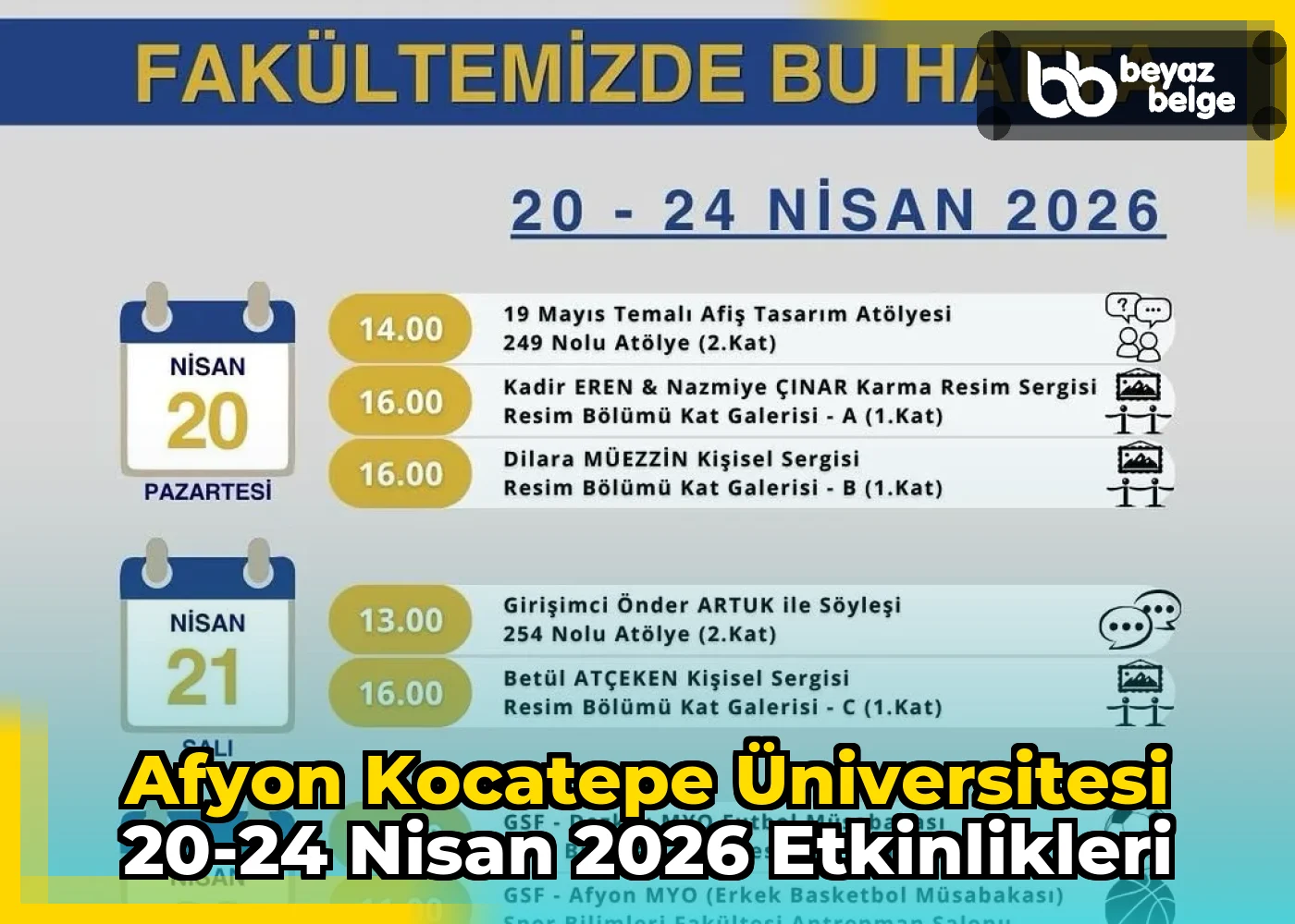 Afyon Kocatepe Üniversitesi 20-24 Nisan 2026 Etkinlikleri