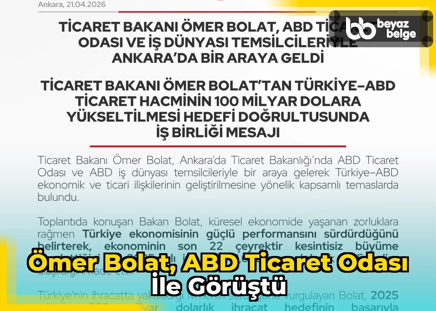 Ömer Bolat, ABD Ticaret Odası ile görüştü