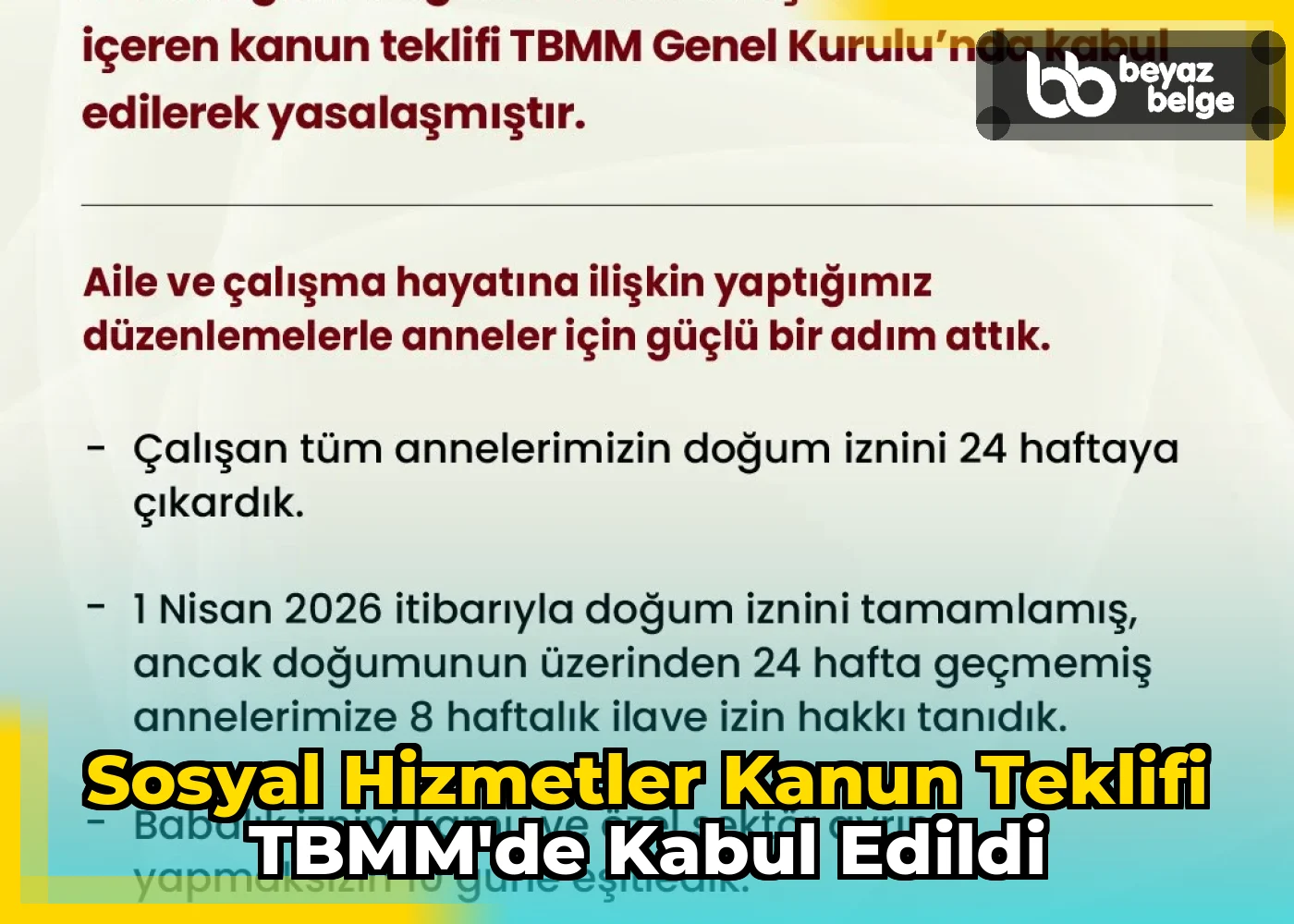 Sosyal Hizmetler Kanun Teklifi TBMM'de kabul edildi