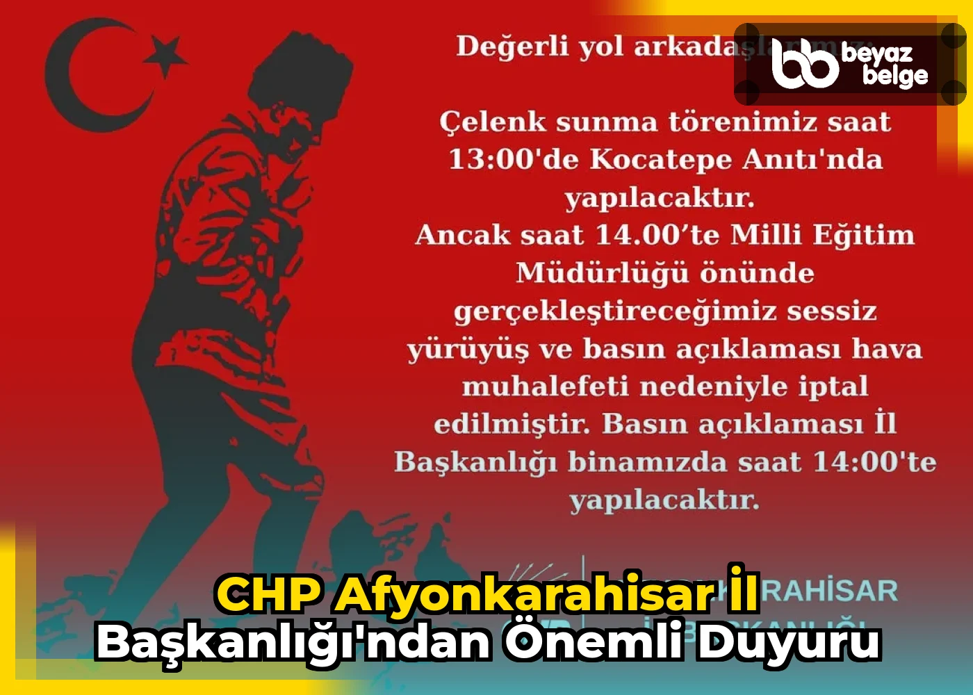 CHP Afyonkarahisar İl Başkanlığı'ndan Önemli Duyuru