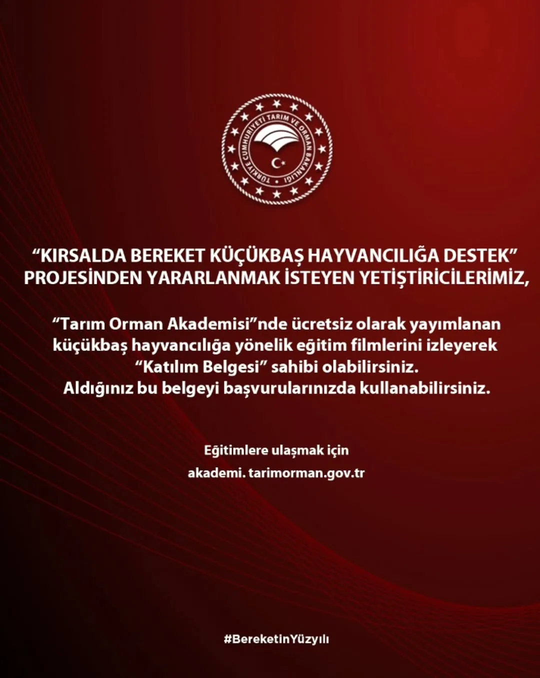 Kırsalda Bereket, Hayvancılığa Destek Projesi'nden Yararlanmak İsteyen Yetiştiriciler İçin Ücretsiz Eğitimler