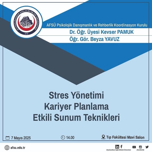 Afyon Sağlık Bilimleri Üniversitesi Öğrencilere Kariyer ve Stres Yönetimi Eğitimi Verdi