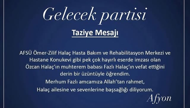 Afyonkarahisar'da Gelecek Partisi'nde Yeni Başkan