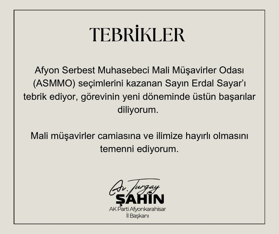 Afyon ASMMO'da Yeni Başkan: Erdal Sayar Göreve Başlıyor