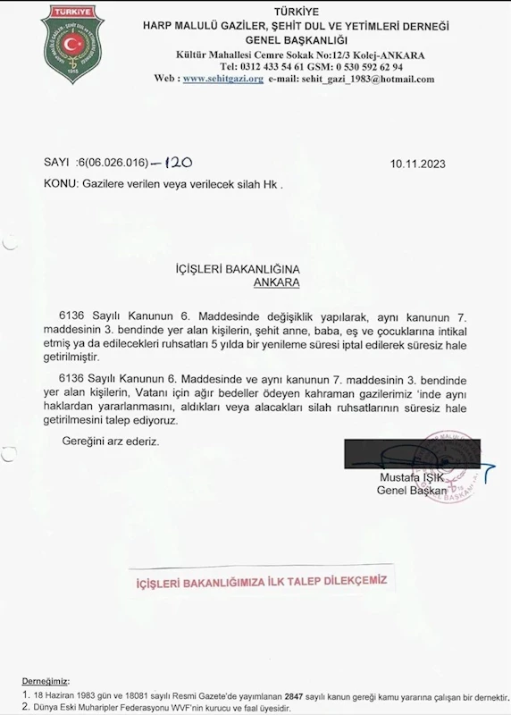 Gazilerin Silah Ruhsatındaki 5 Yıl Şartı Kalkıyor