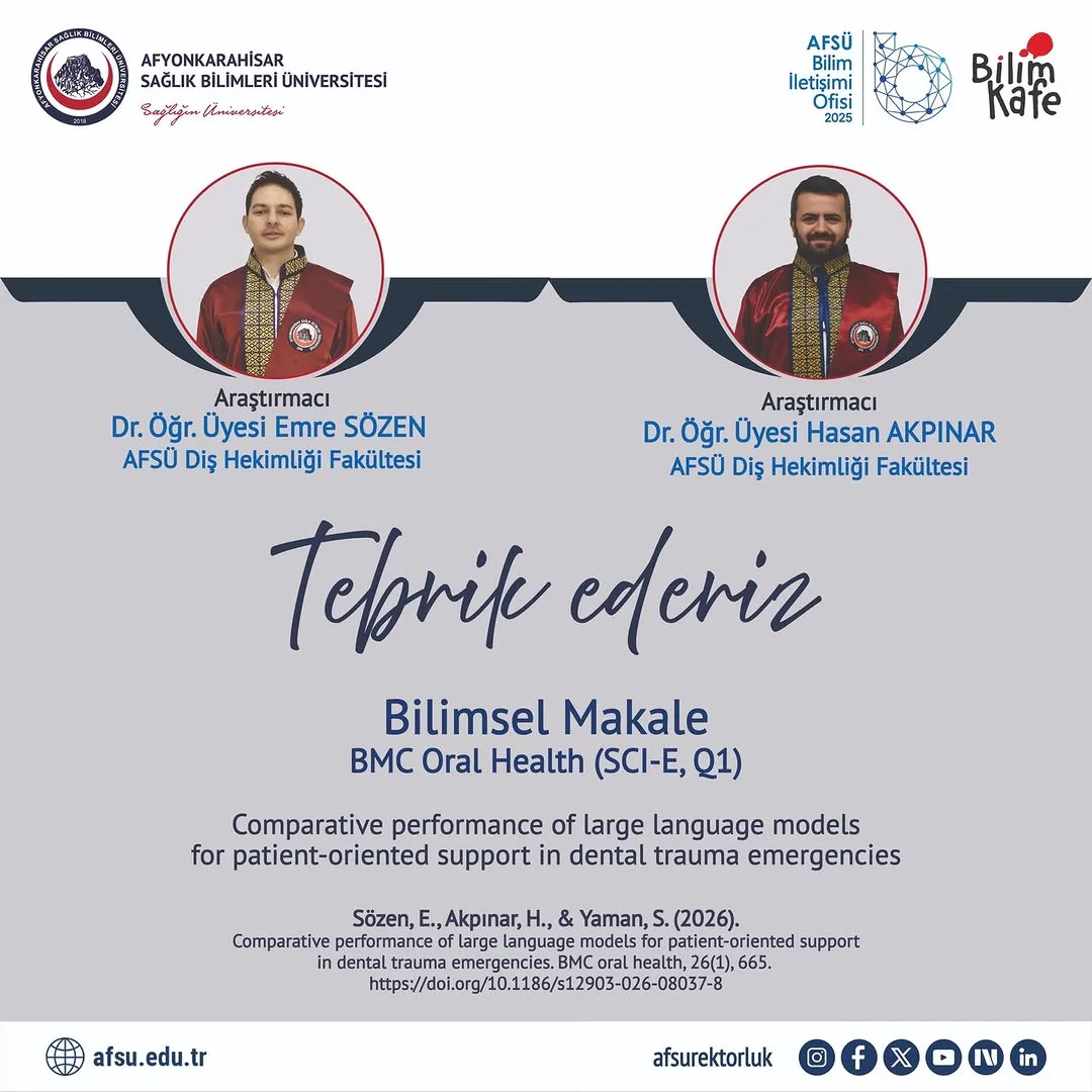 Akademik Başarı: Bilimsel Makale (BMC Oral Health)