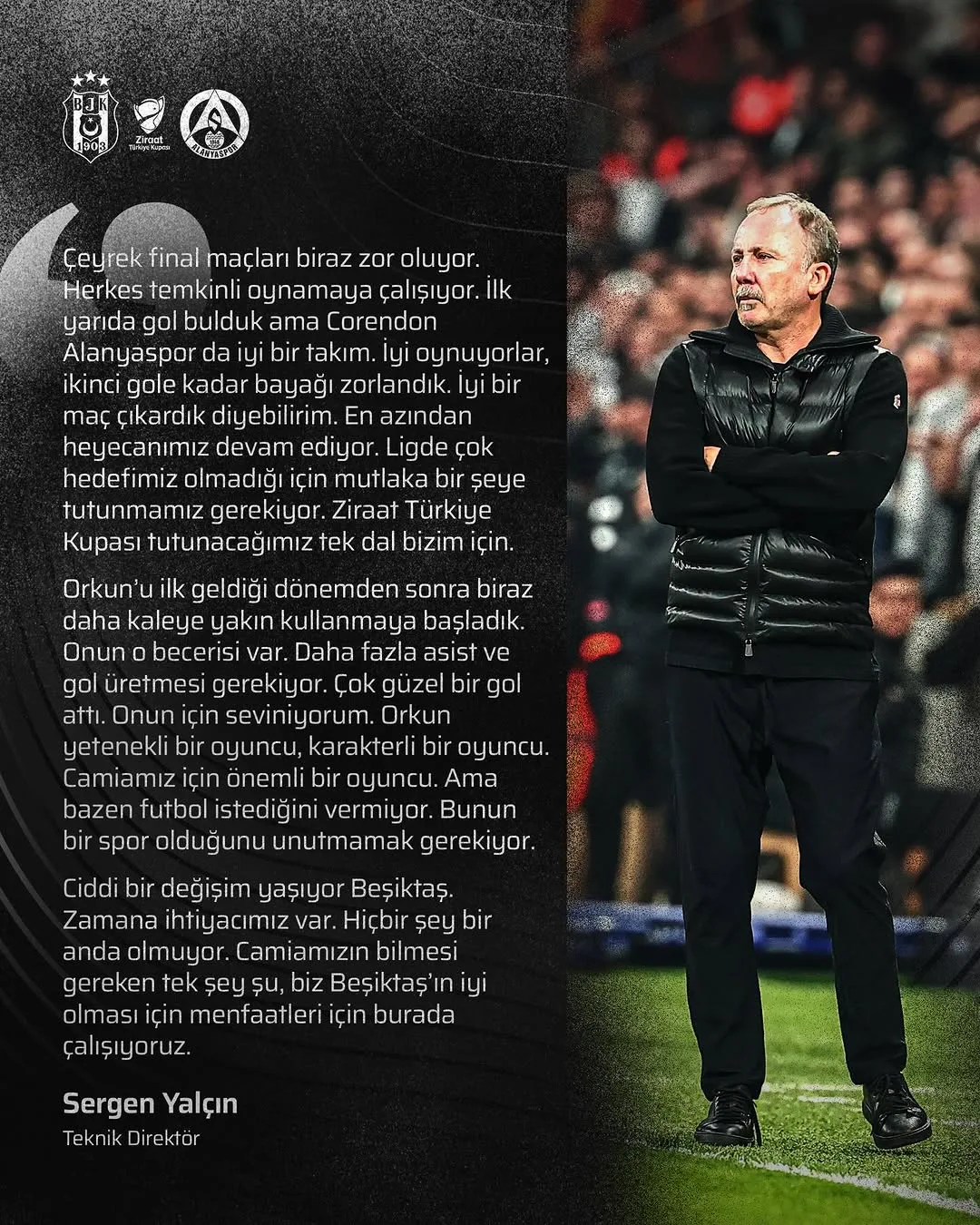 Sergen Yalçın: 'Çeyrek final maçları biraz zor oluyor'