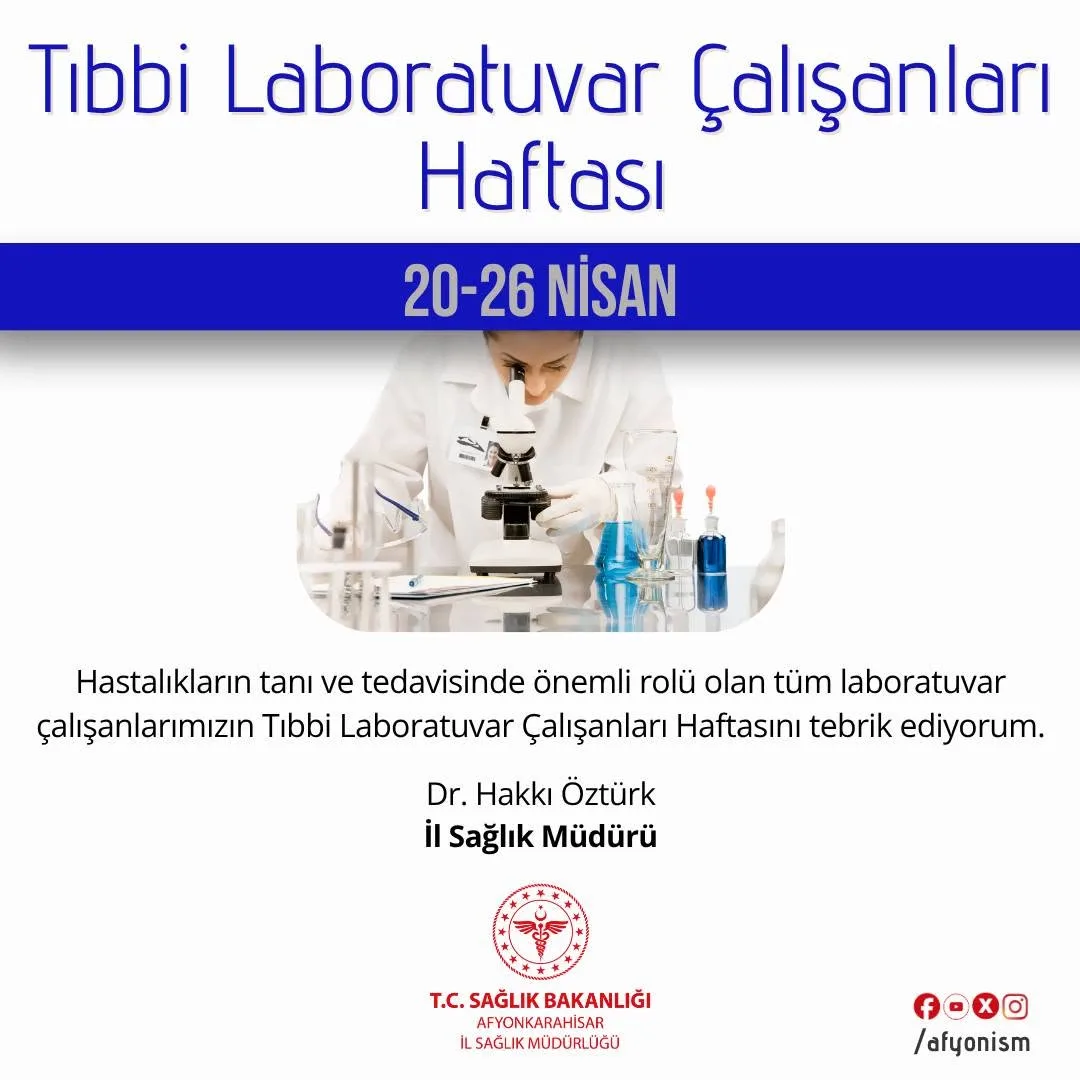 Hastalıkların Tanı ve Tedavisinde Rolü Olan Laboratuvar Çalışanları Haftasını Kutlayan Afyonkarahisar İl Sağlık Müdürlüğü