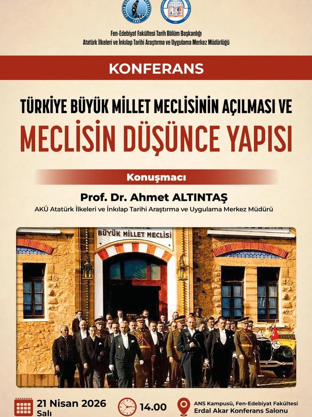 Afyon Kocatepe Üniversitesi'nde Türkiye Büyük Millet Meclisi Konferansı Düzenlenecek