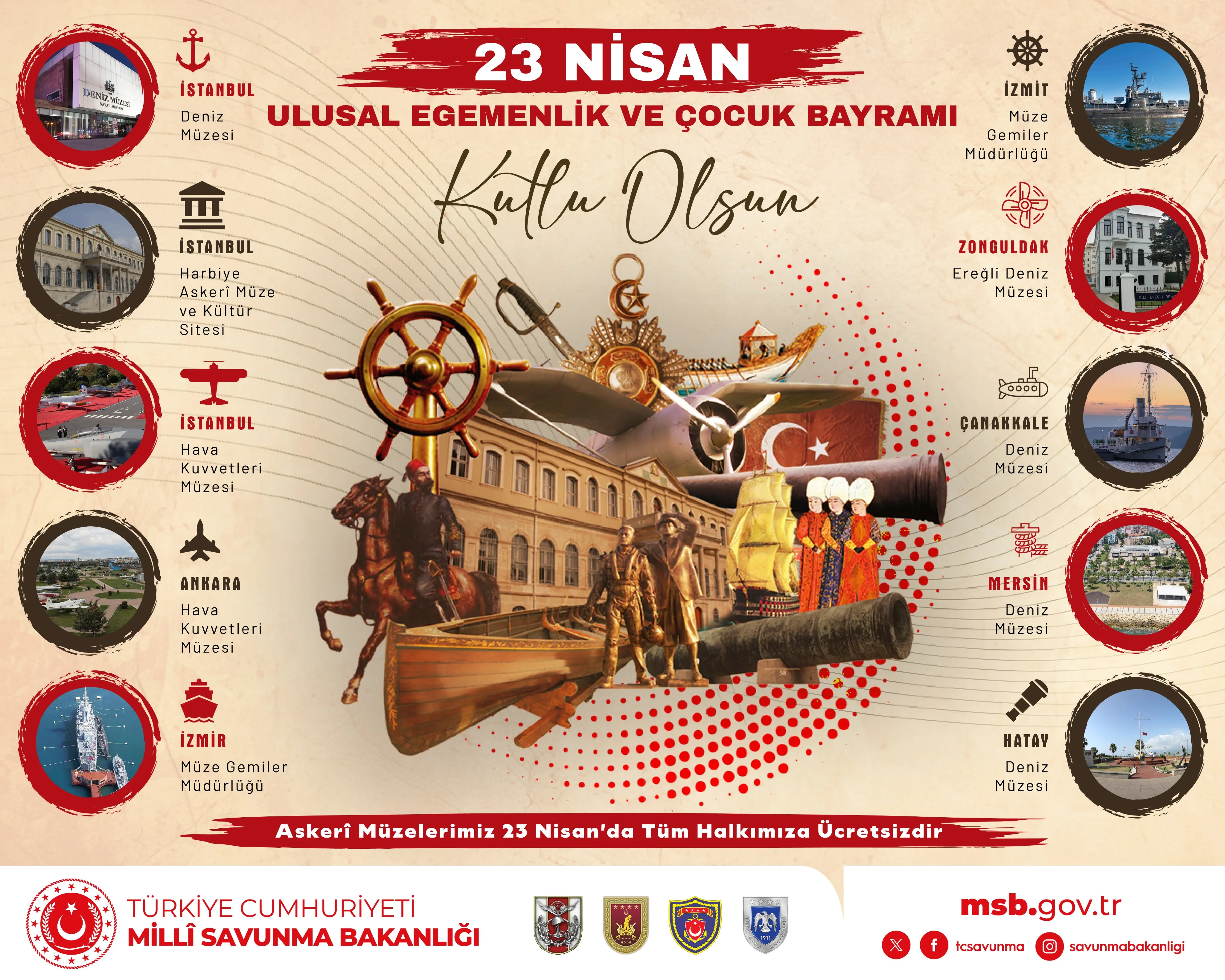 23 Nisan'da Askeri Müzeler Ücretsiz Ziyarete Açılacak