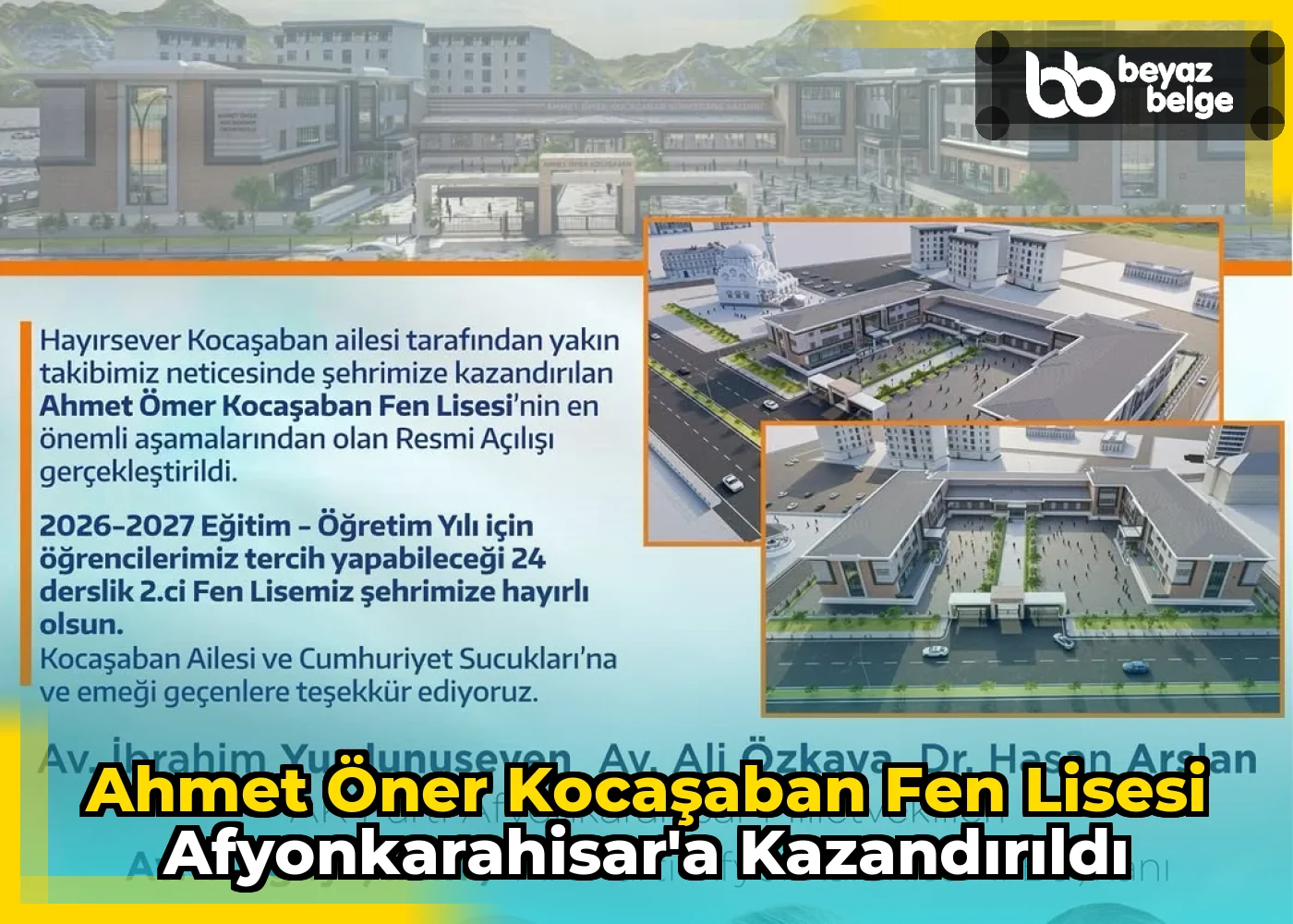 Ahmet Öner Kocaşaban Fen Lisesi Afyonkarahisar'a Kazandırıldı