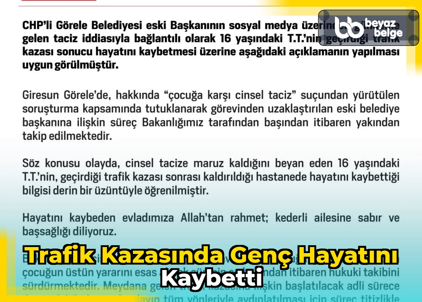 Trafik Kazasında Genç Hayatını Kaybetti