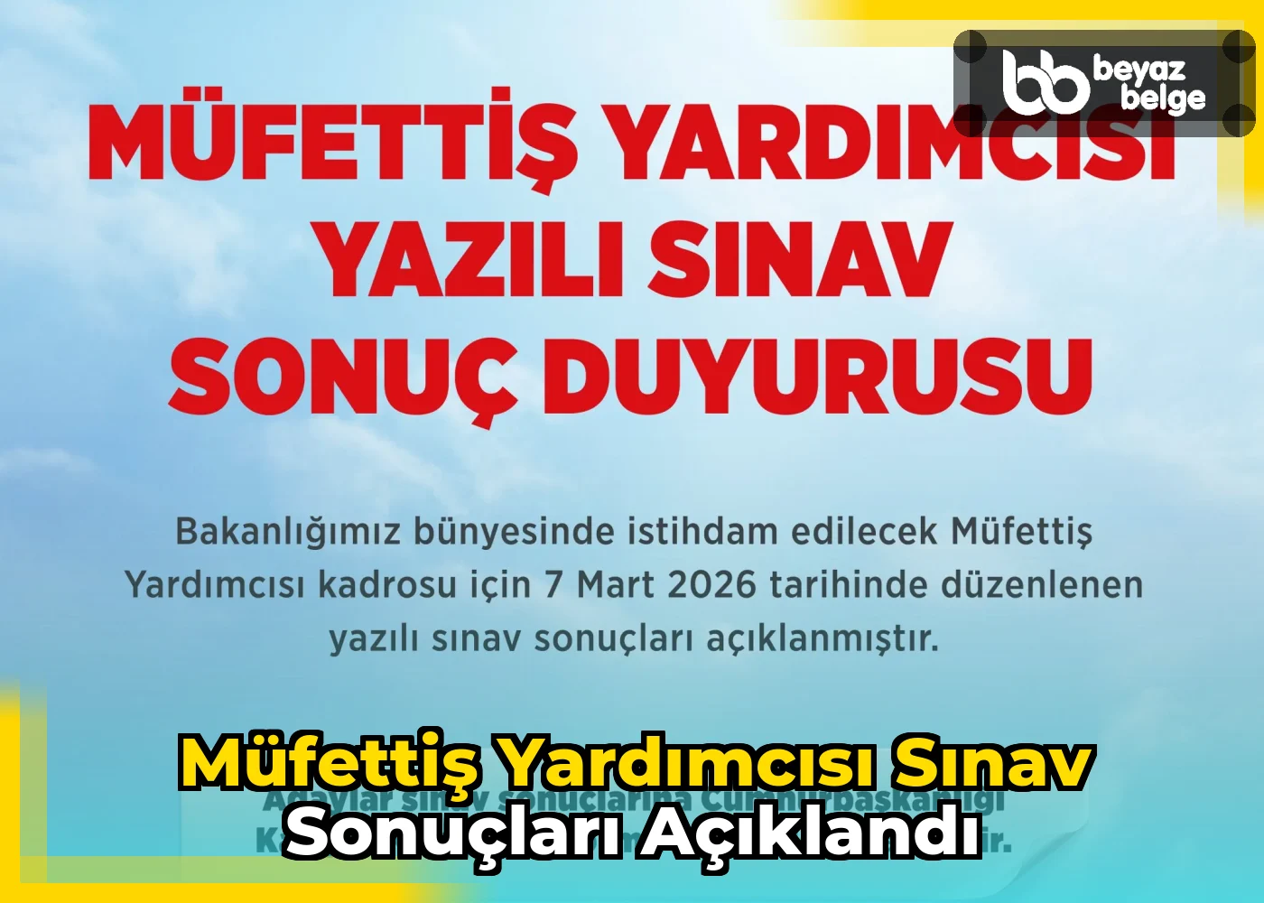 Müfettiş Yardımcısı Sınav Sonuçları Açıklandı