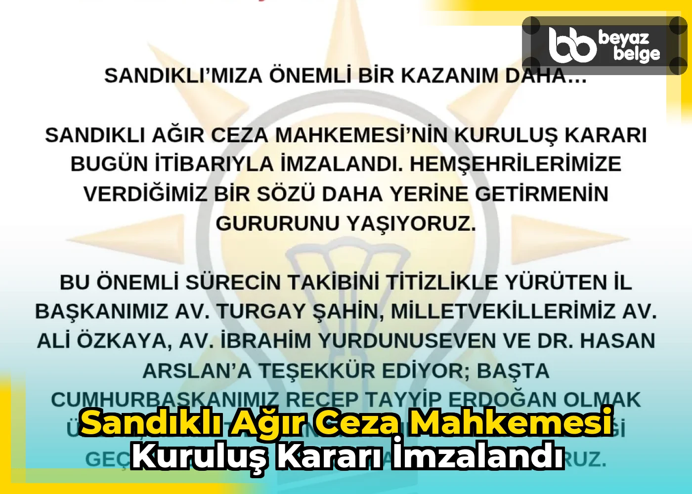 Sandıklı Ağır Ceza Mahkemesi Kuruluş Kararı İmzalandı