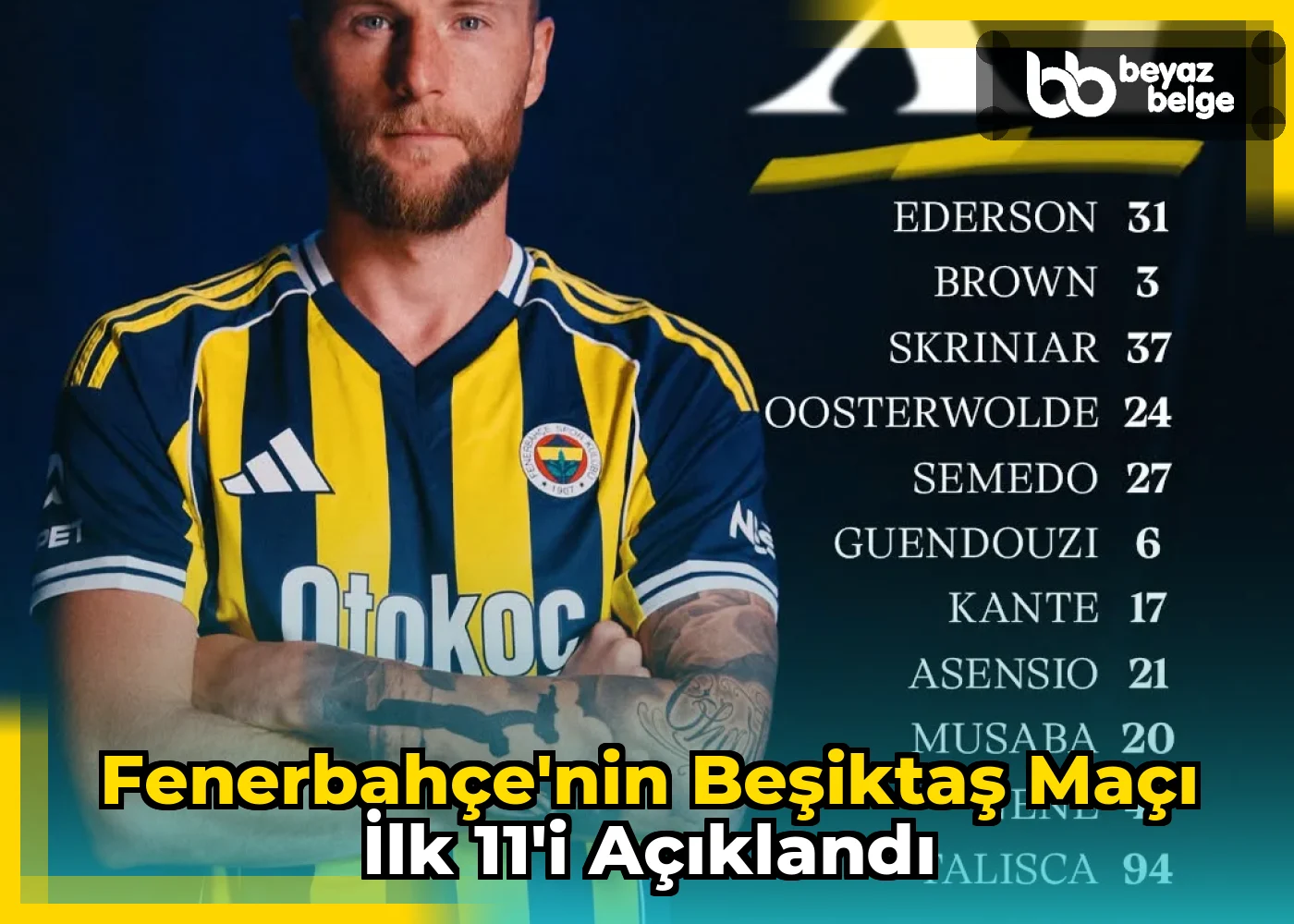 Fenerbahçe'nin Beşiktaş Maçı İlk 11'i Açıklandı