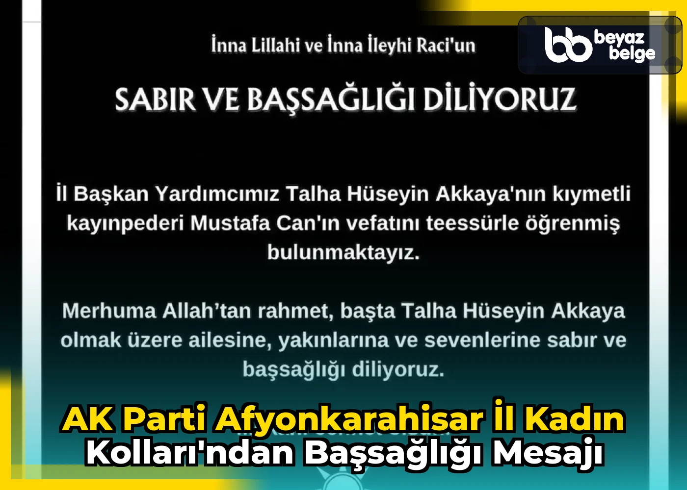 AK Parti Afyonkarahisar İl Kadın Kolları'ndan Başsağlığı Mesajı