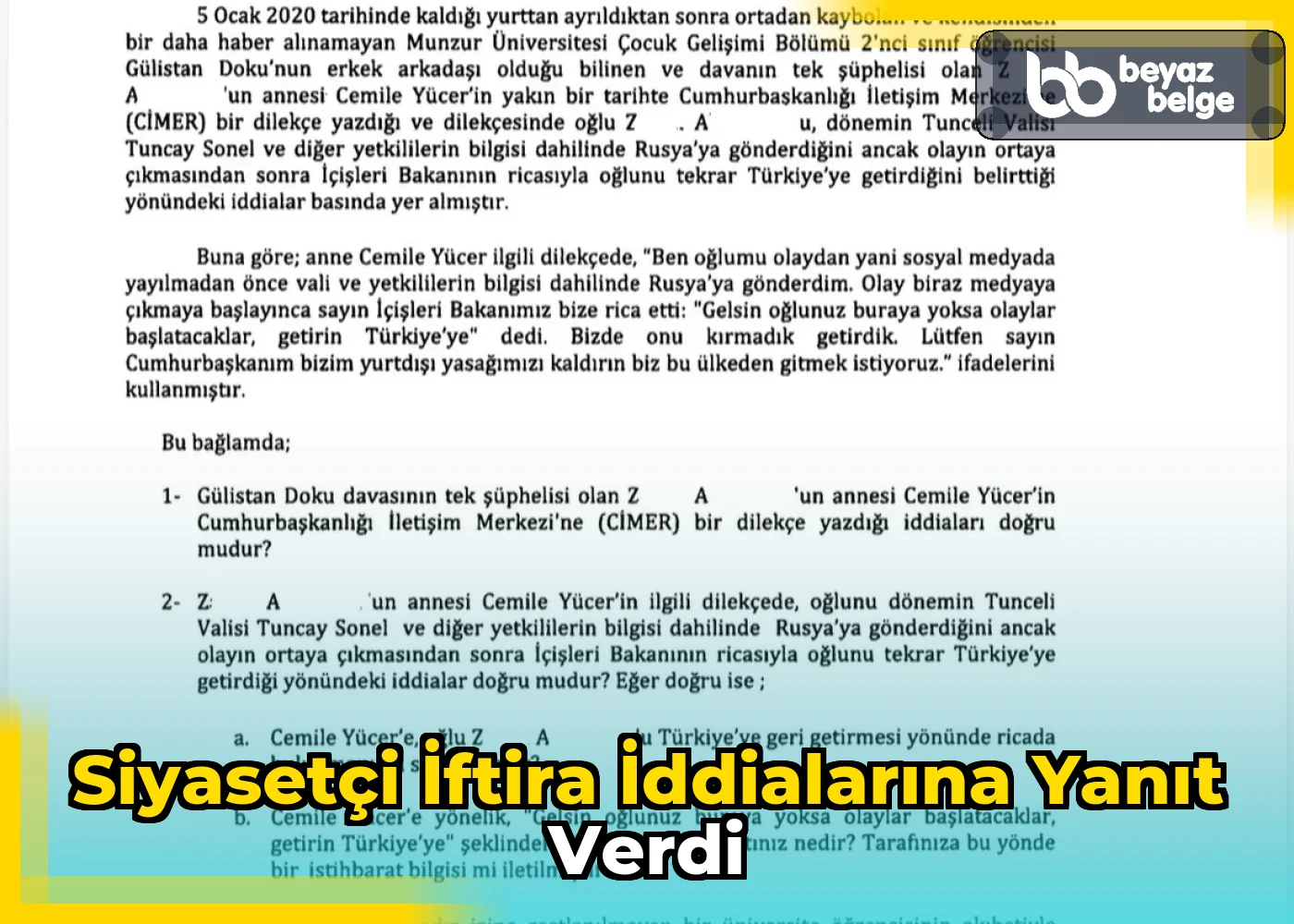 Siyasetçi iftira iddialarına yanıt verdi