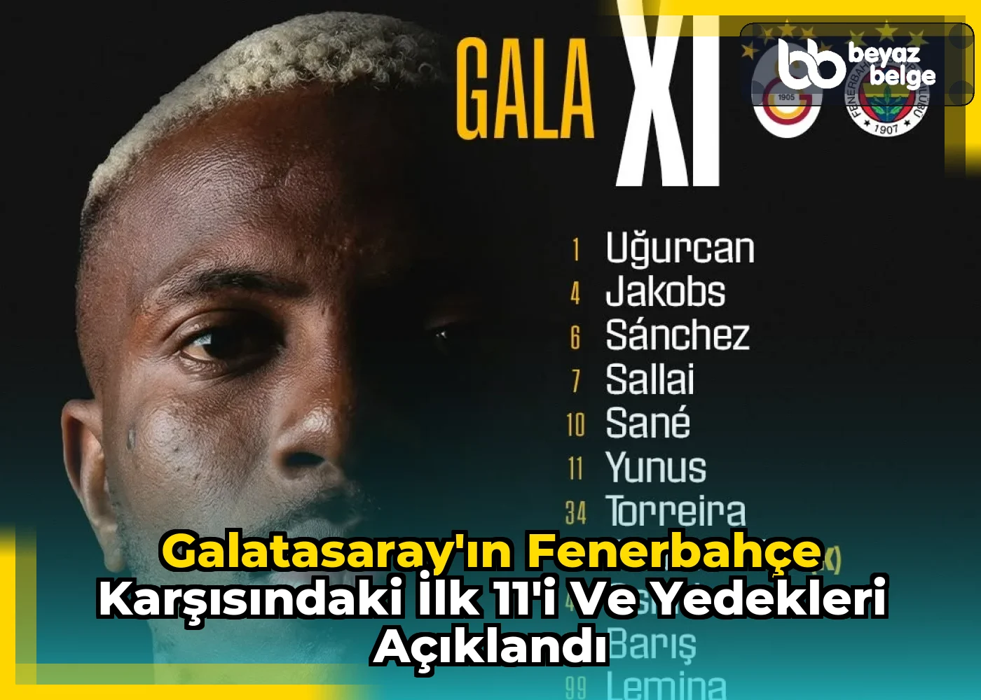 Galatasaray'ın Fenerbahçe Karşısındaki İlk 11'i ve Yedekleri Açıklandı