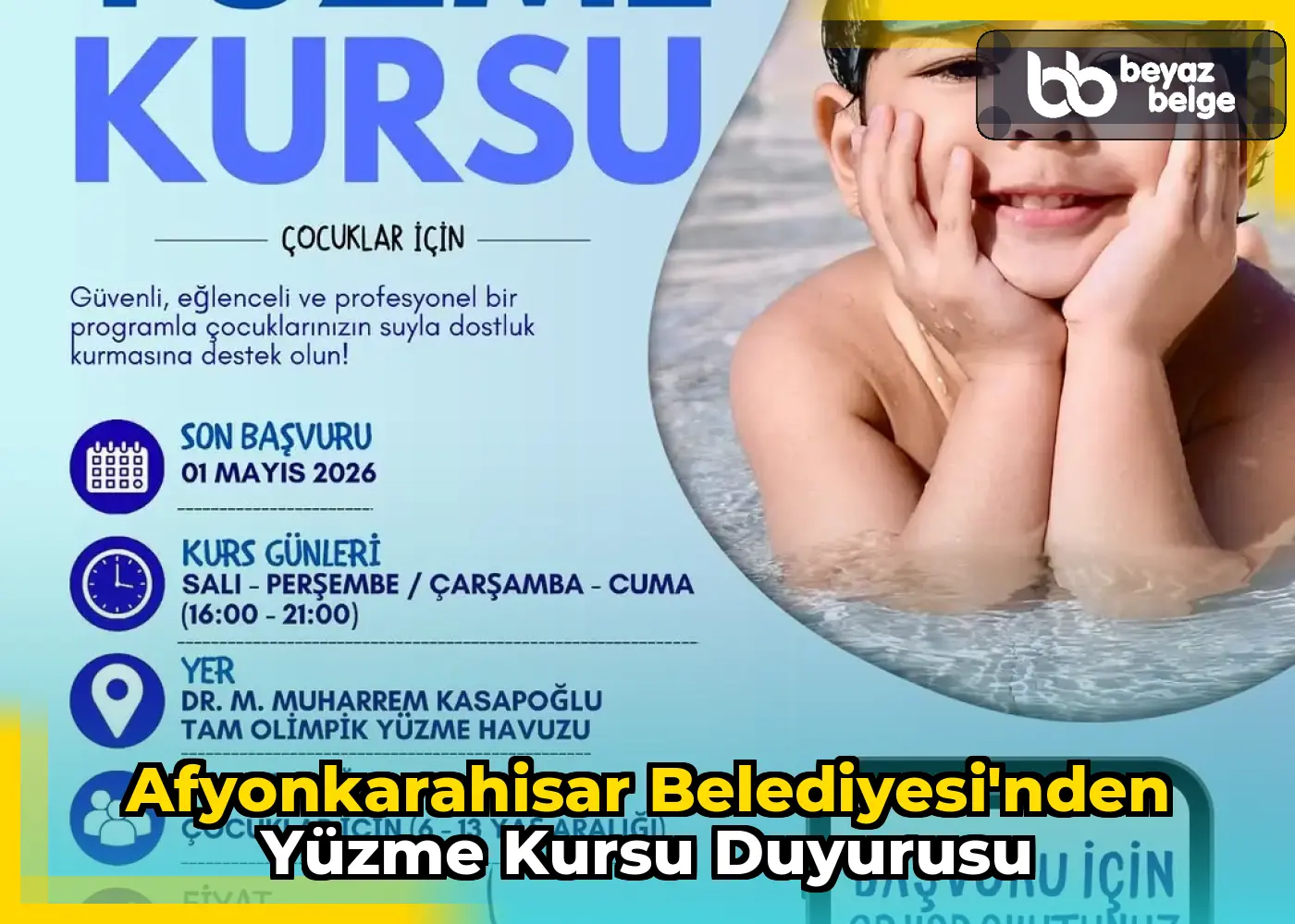 Afyonkarahisar Belediyesi'nden Yüzme Kursu Duyurusu