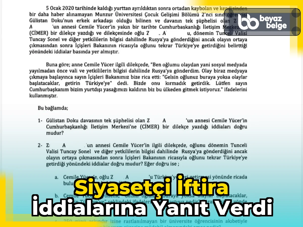 Siyasetçi iftira iddialarına yanıt verdi