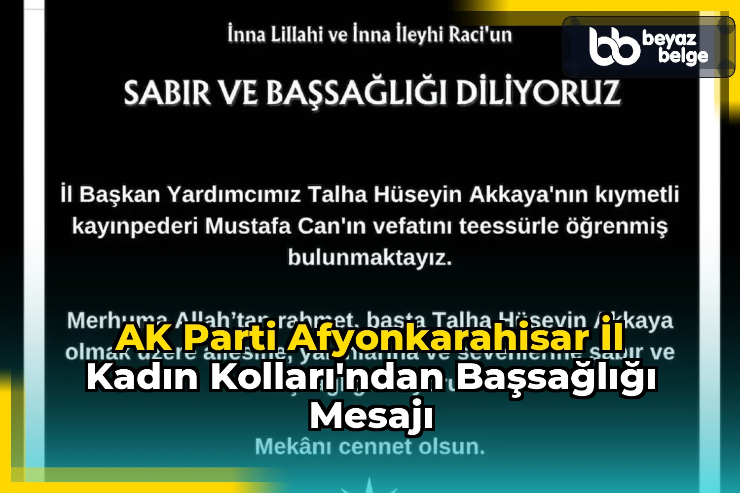 AK Parti Afyonkarahisar İl Kadın Kolları'ndan Başsağlığı Mesajı
