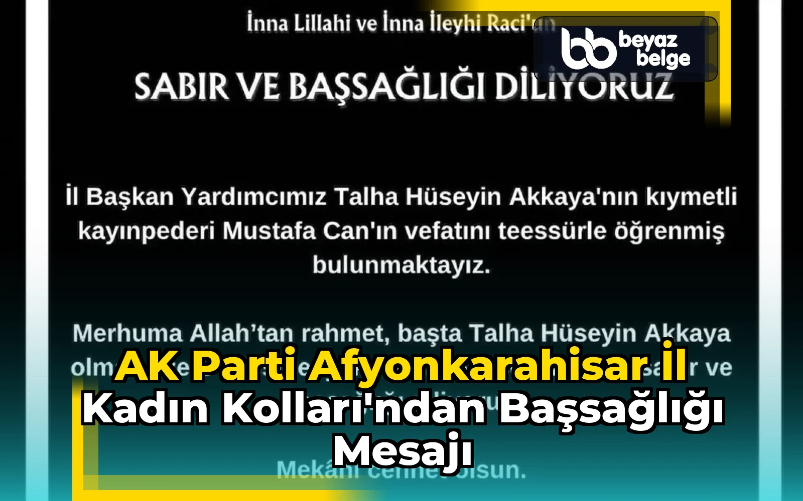 AK Parti Afyonkarahisar İl Kadın Kolları'ndan Başsağlığı Mesajı