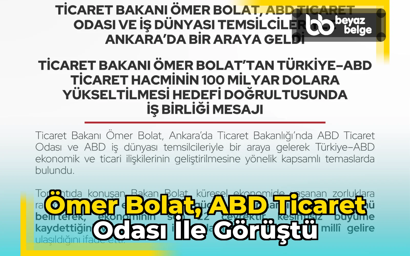 Ömer Bolat, ABD Ticaret Odası ile görüştü