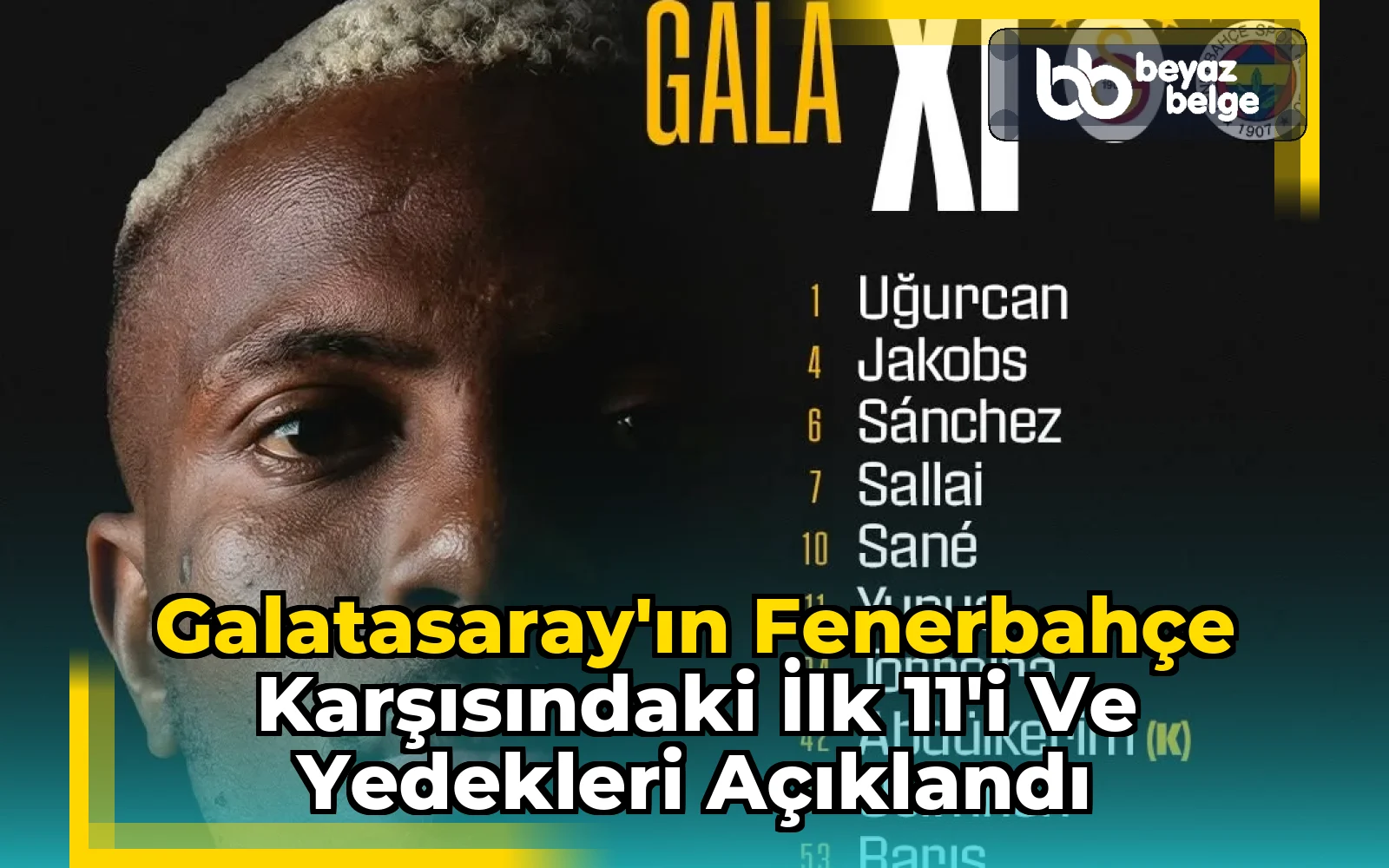 Galatasaray'ın Fenerbahçe Karşısındaki İlk 11'i ve Yedekleri Açıklandı