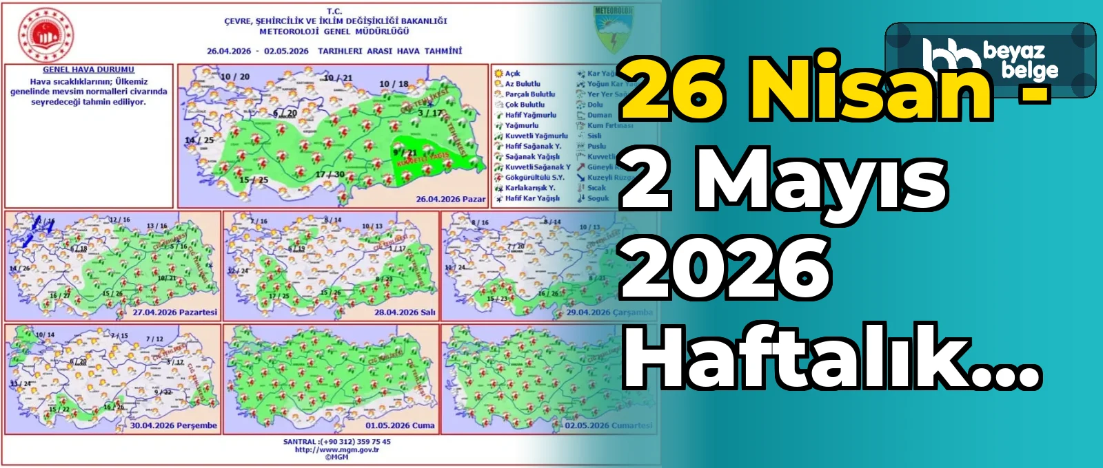 26 Nisan - 2 Mayıs 2026 Haftalık Hava Tahmini