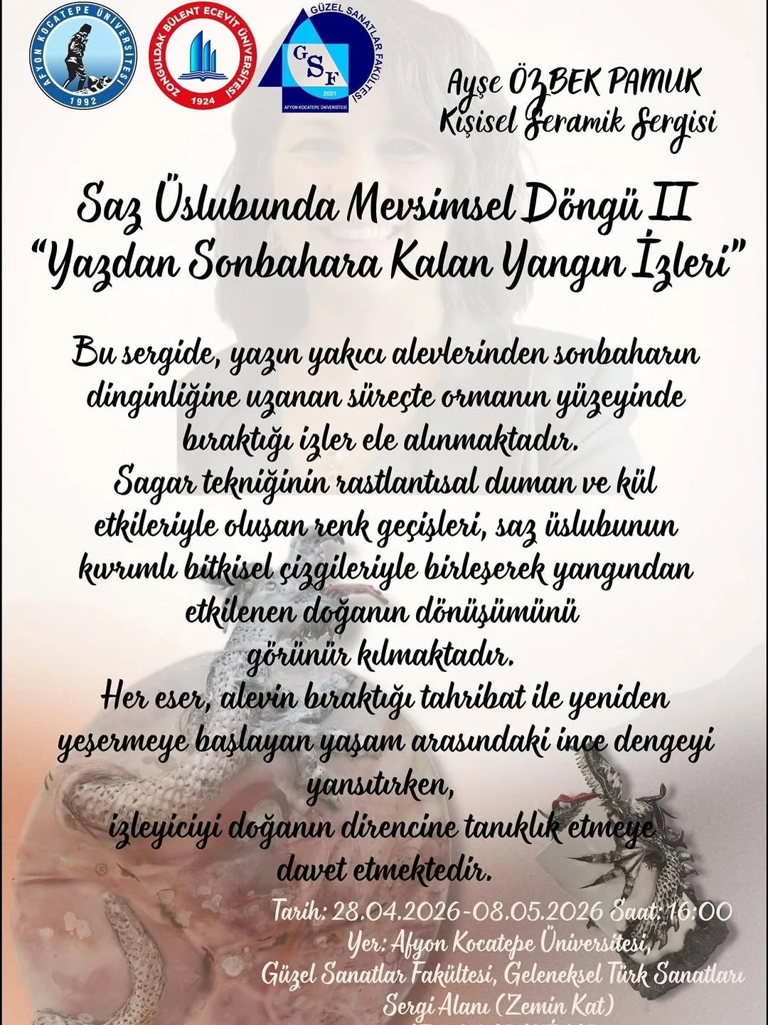 Afyon Kocatepe Üniversitesi'nde Bugün: Ayşe Özbek Pamuk’un Kişisel Sergisi