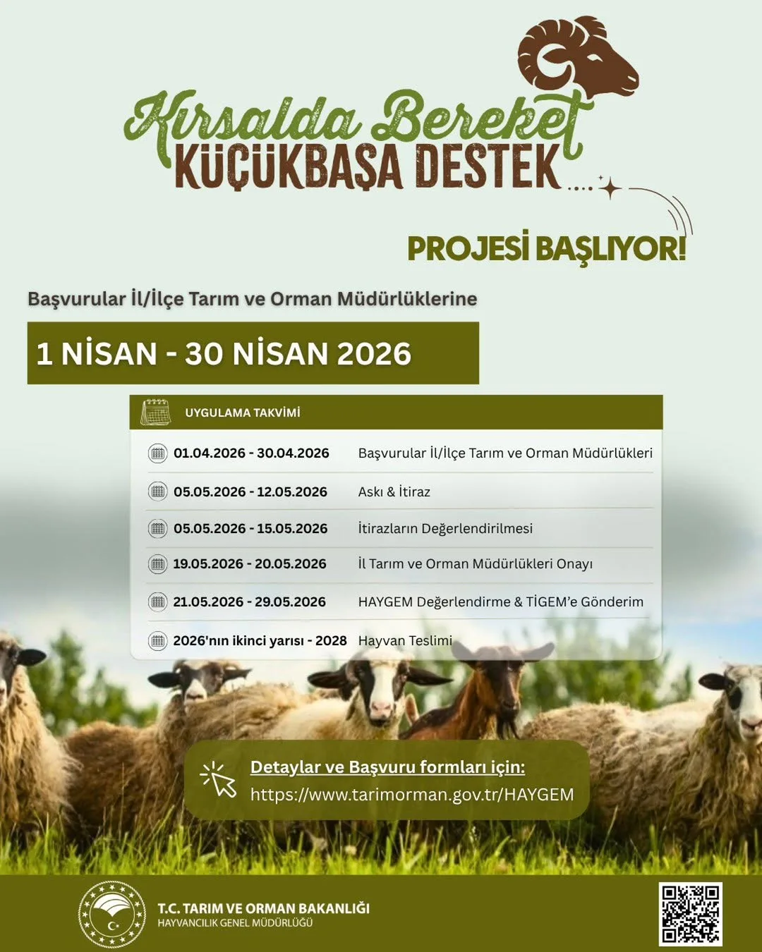 Kırsalda Bereket Küçükbaşa Destek Projesi Başvuruları Başladı